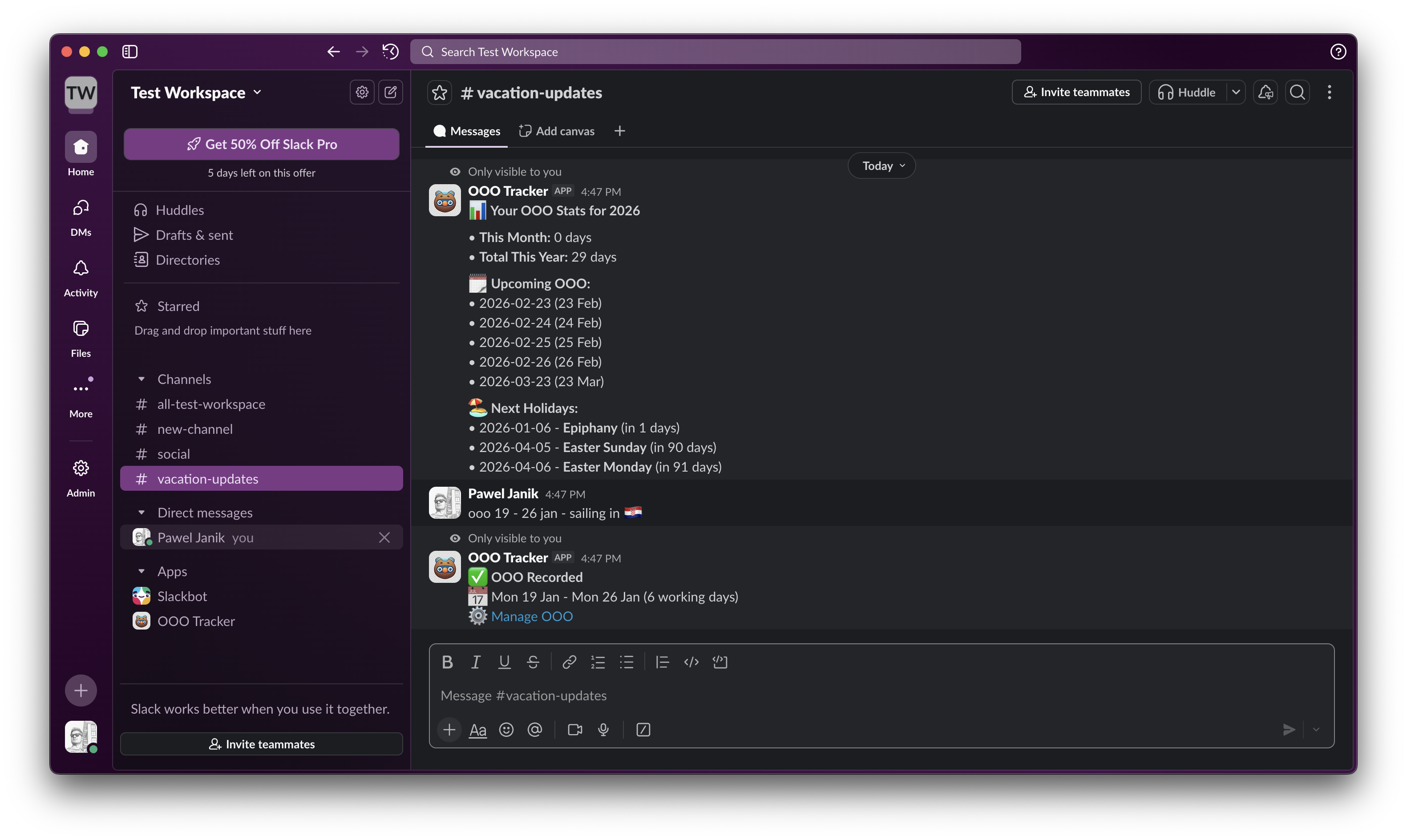 Slack Message Parsing